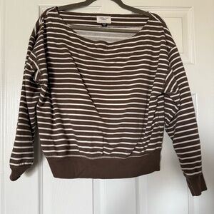 American Eagle Outfitters Tan and Cream Striped Top
